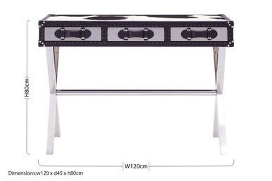 Kensington Townhouse Black And White Genuine Cowhide Console Table
