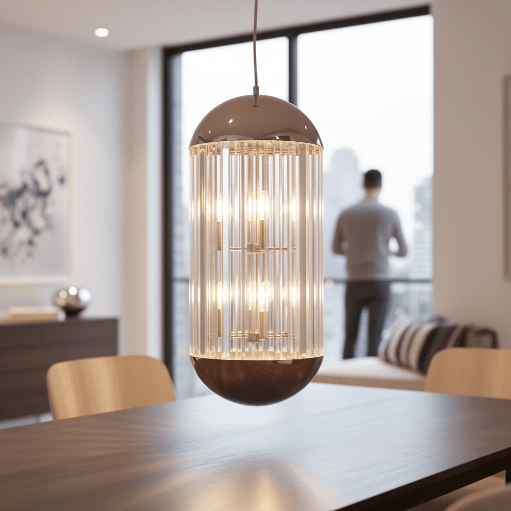 Kensington Townhouse Chrome Finish 6 Bulb Pendant Light