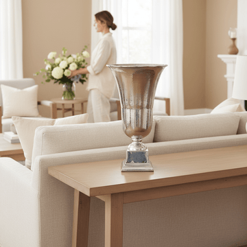 Kensington Townhouse Large Silver Finish Fluted Vase