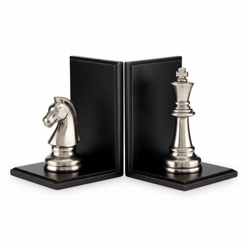 Kensington Townhouse Set of 2 Silver Chess Piece Bookends