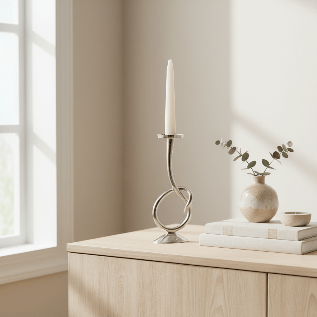 Kensington Townhouse Twist Nickel Candle Holder