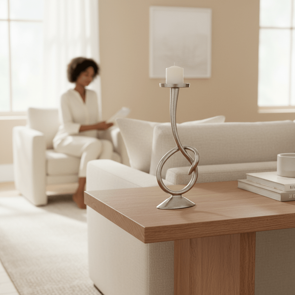 Kensington Townhouse Twist Nickel Candle Holder