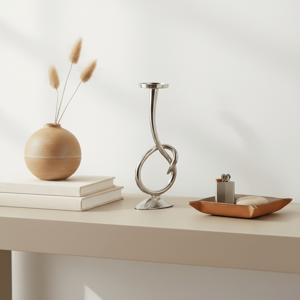 Kensington Townhouse Twist Nickel Candle Holder