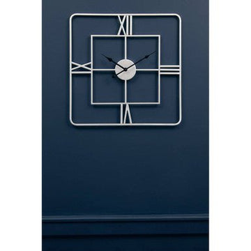 Kent Large Silver Finish Square Wall Clock