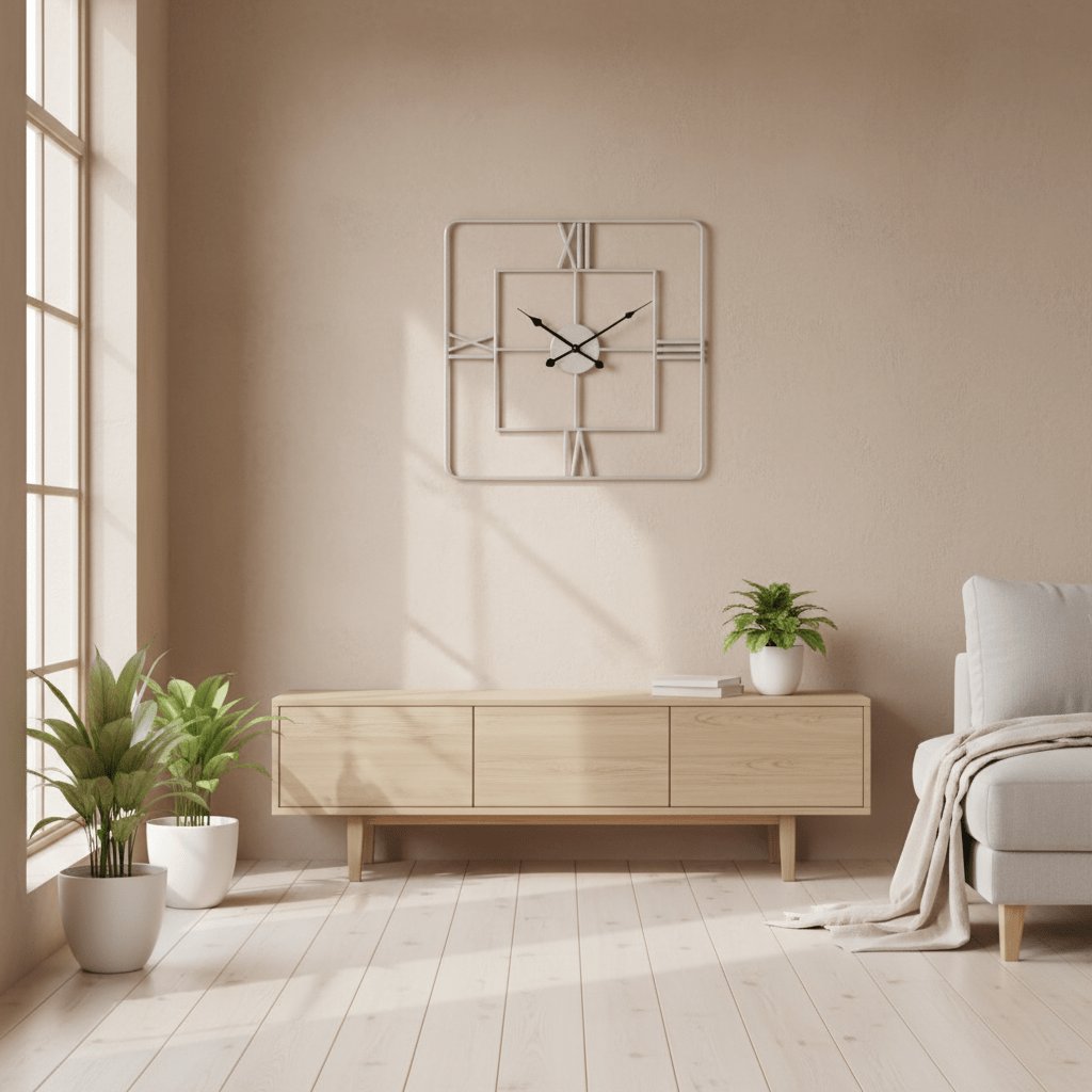 Kent Large Silver Finish Square Wall Clock
