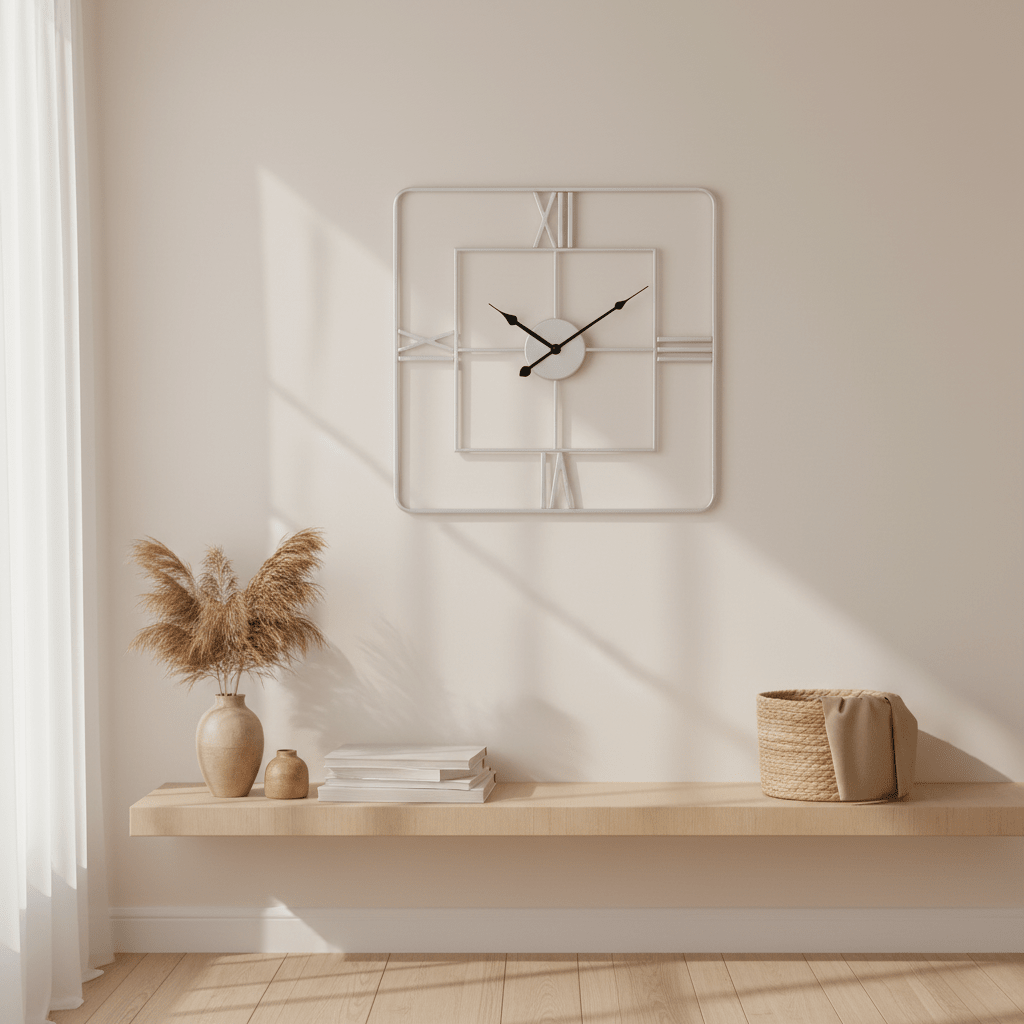 Kent Large Silver Finish Square Wall Clock