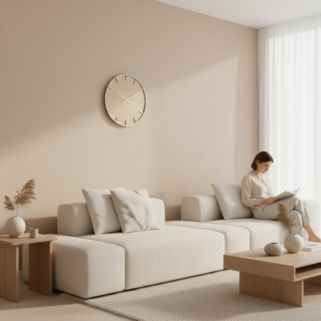 Kent Silver And Natural Wall Clock