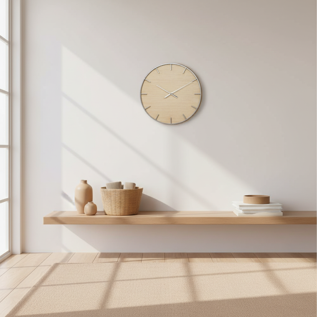 Kent Silver And Natural Wall Clock