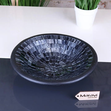Kentra Mosaic Bowl 28cm Grey Glitter