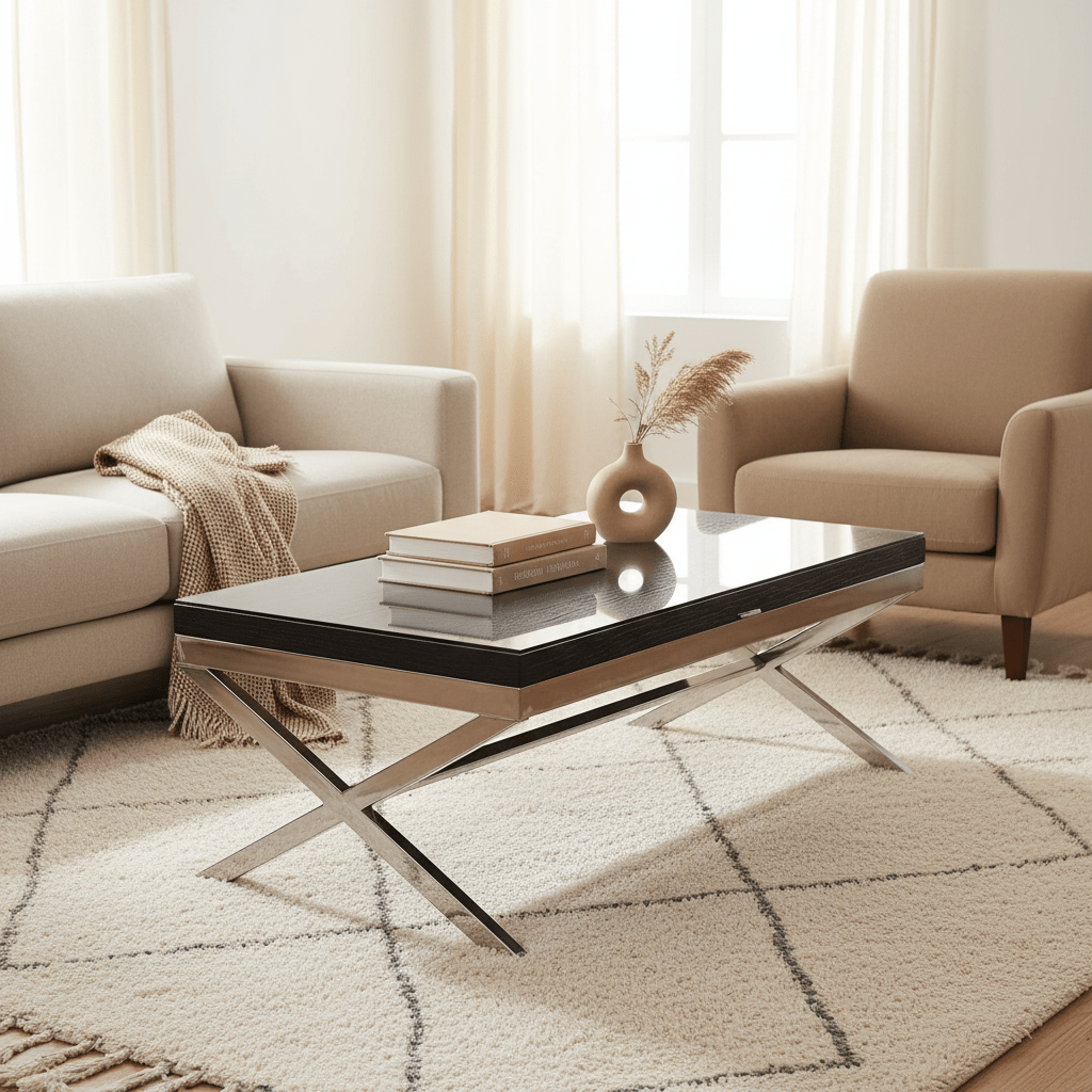 Kerala Black Coffee Table With Cross Base