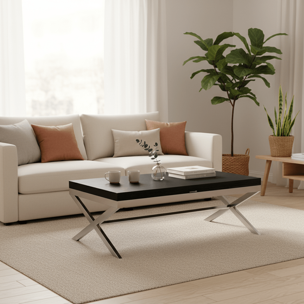 Kerala Black Coffee Table With Cross Base