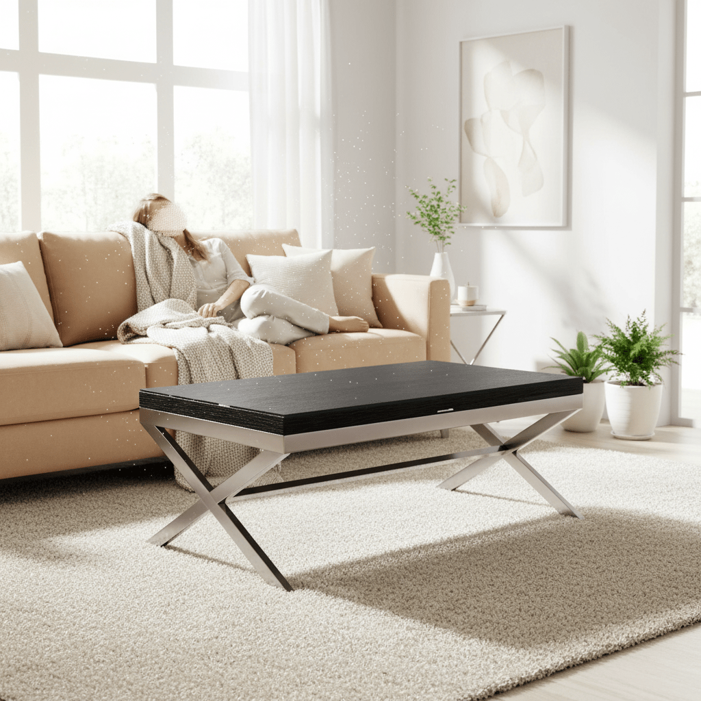 Kerala Black Coffee Table With Cross Base