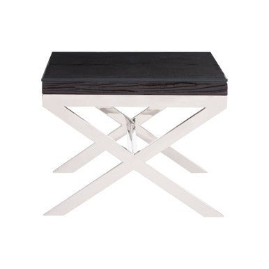 Kerala Black Top End Table With Cross Base