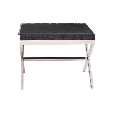Kerala Black Top End Table With Cross Base