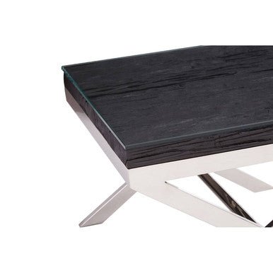 Kerala Black Top End Table With Cross Base