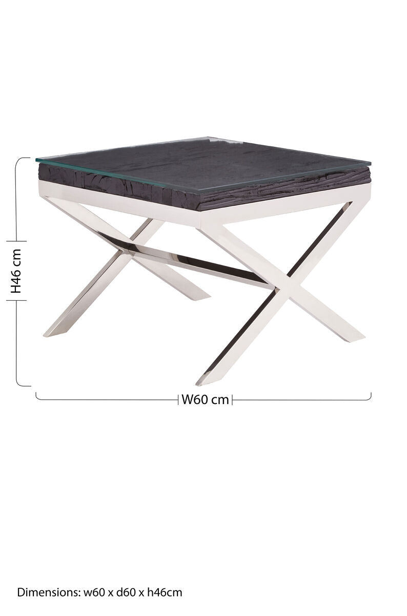 Kerala Black Top End Table With Cross Base