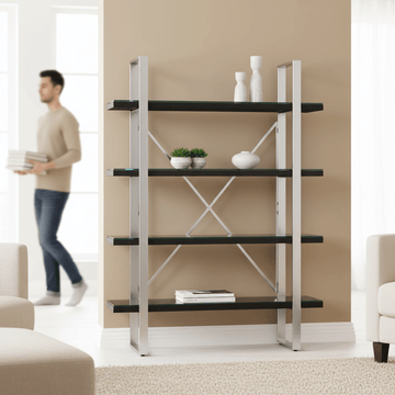 Kerala Black Wood Four Tier Shelf Unit