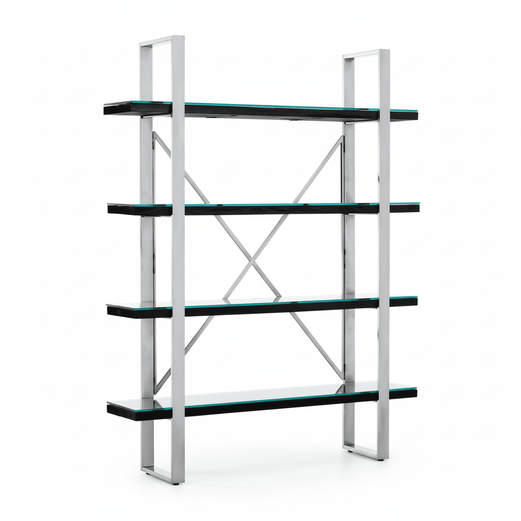 Kerala Black Wood Four Tier Shelf Unit