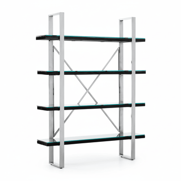 Kerala Black Wood Four Tier Shelf Unit