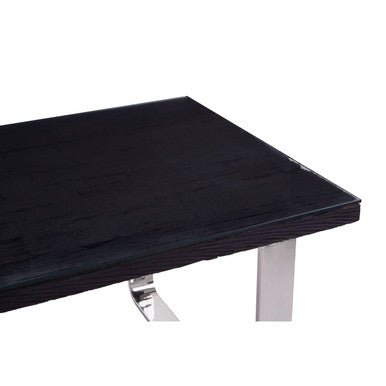 Kerala Large Black Pinewood and Glass Dining Table