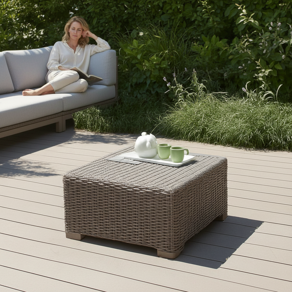 Keter California Taupe Rattan Coffee Table 68 x 68cm