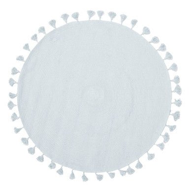 Kids Blue Round Rug with Tassels