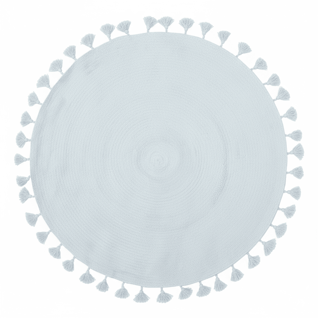Kids Blue Round Rug with Tassels