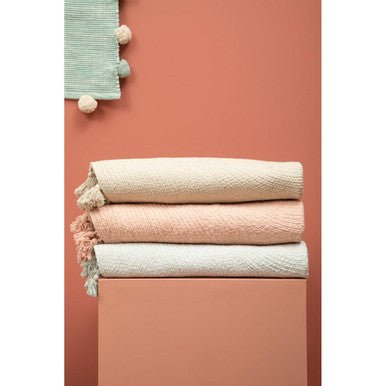 Kids Cream Round Rug with Tassels