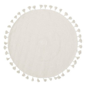 Kids Cream Round Rug with Tassels