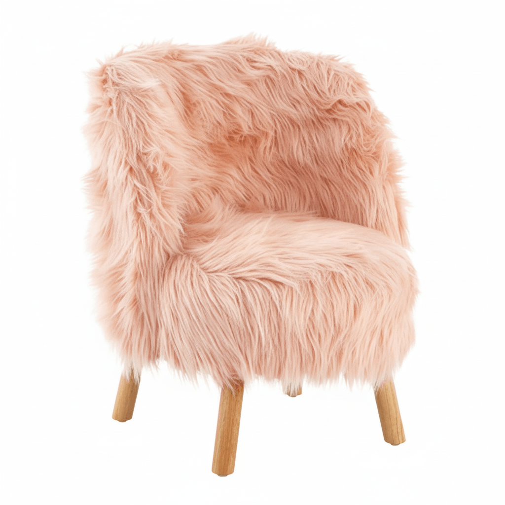 Kids Pink Faux Fur Chair