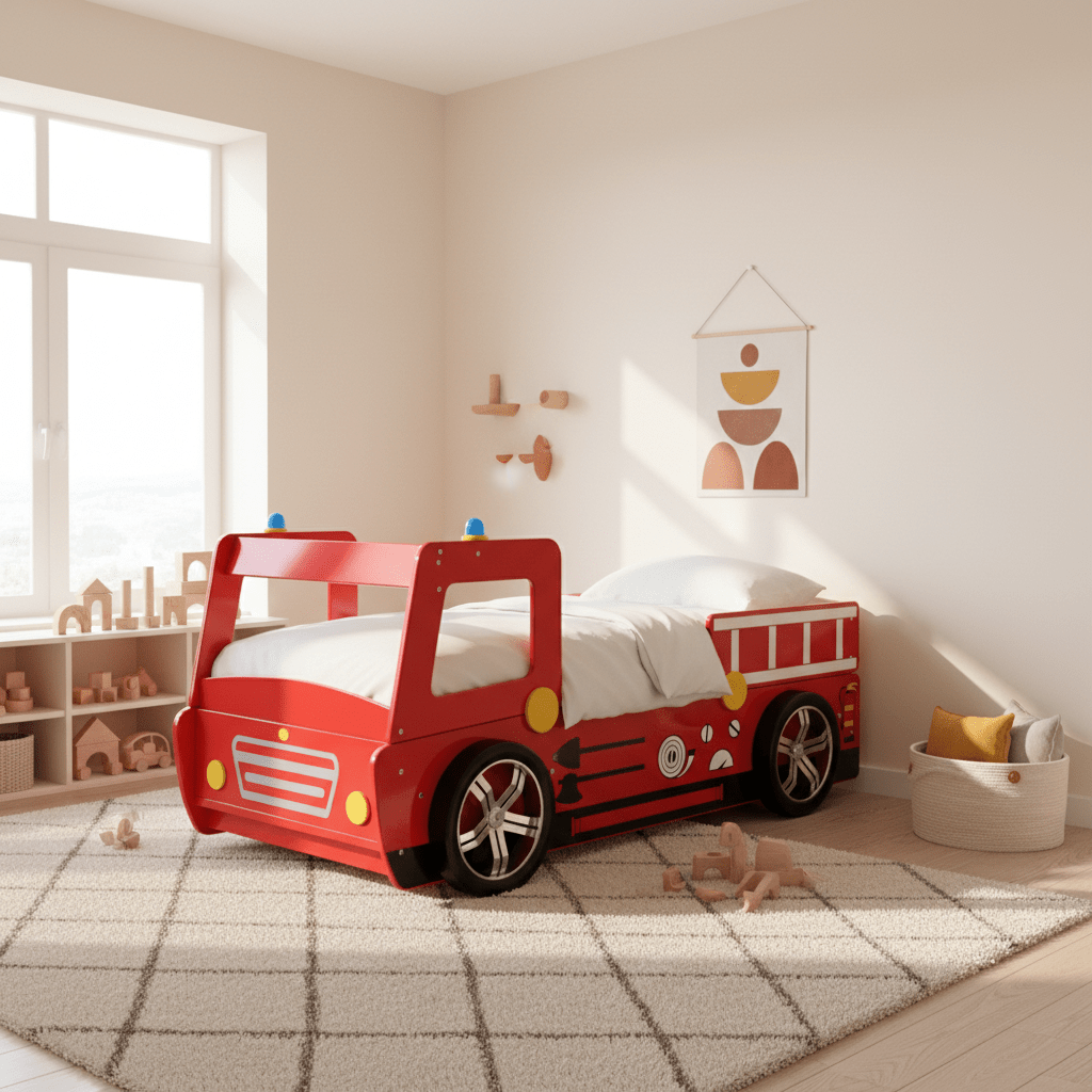 Kids Red Fire Engine Bed