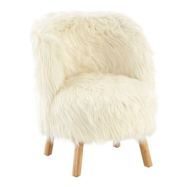 Kids White Faux Fur Chair