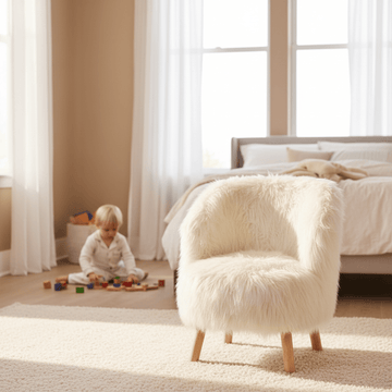 Kids White Faux Fur Chair