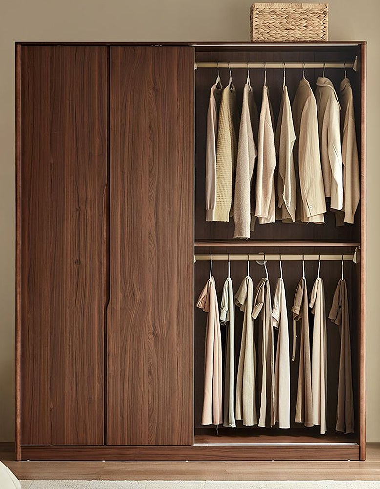 Kimura Slide Door Wardrobe With Hanging Rails, Walnut