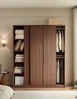 Kimura Slide Door Wardrobe With Hanging Rails, Walnut