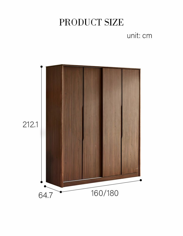 Kimura Slide Door Wardrobe With Hanging Rails, Walnut