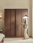 Kimura Slide Door Wardrobe With Hanging Rails, Walnut