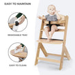 Kinderkraft Enock Wooden Highchair - Wooden Grey