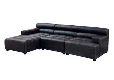 King Armless Distressed Slate Leather Sofa Chair