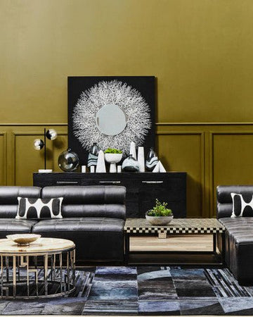 King Armless Distressed Slate Leather Sofa Chair