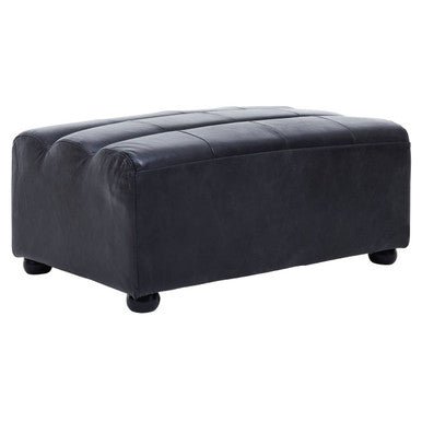 King Distressed Slate Leather Ottoman