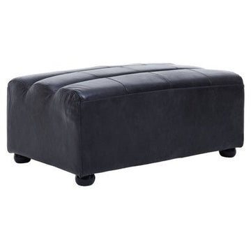 King Distressed Slate Leather Ottoman