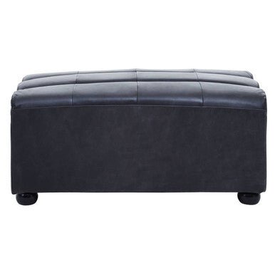 King Distressed Slate Leather Ottoman