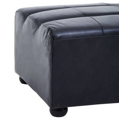 King Distressed Slate Leather Ottoman