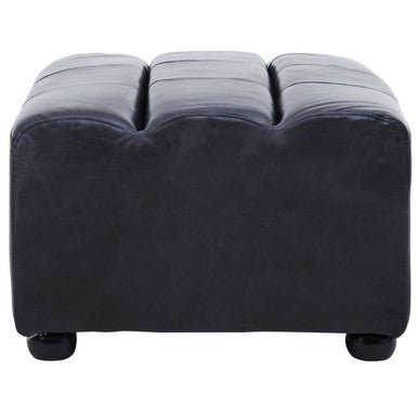 King Distressed Slate Leather Ottoman