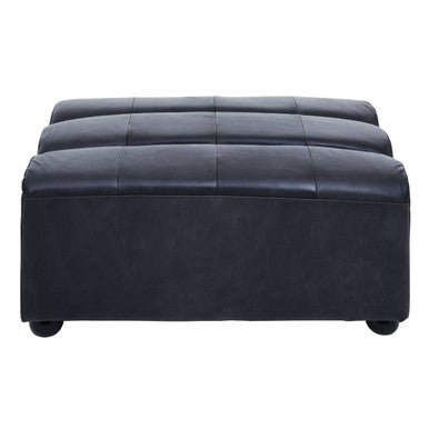 King Distressed Slate Leather Ottoman