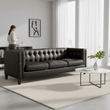 King Three Seater Antique Ebony Leather Sofa