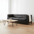King Three Seater Antique Ebony Leather Sofa