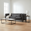 King Three Seater Antique Ebony Leather Sofa