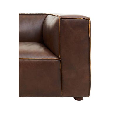 King Three Seater Mexico Brown Leather Sofa